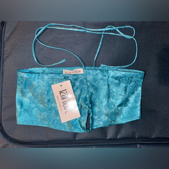 12th Tribe St. Barths Aqua Jacquard Crop Top NWT - Picture 6 of 9